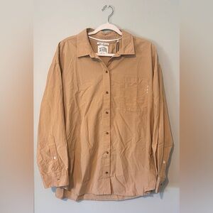 Scotch & Soda Oversized Button-Down Long-sleeved Tan Neutral Shirt Sz Large NWT